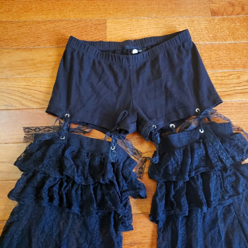Geisha Moth black lace garter pants